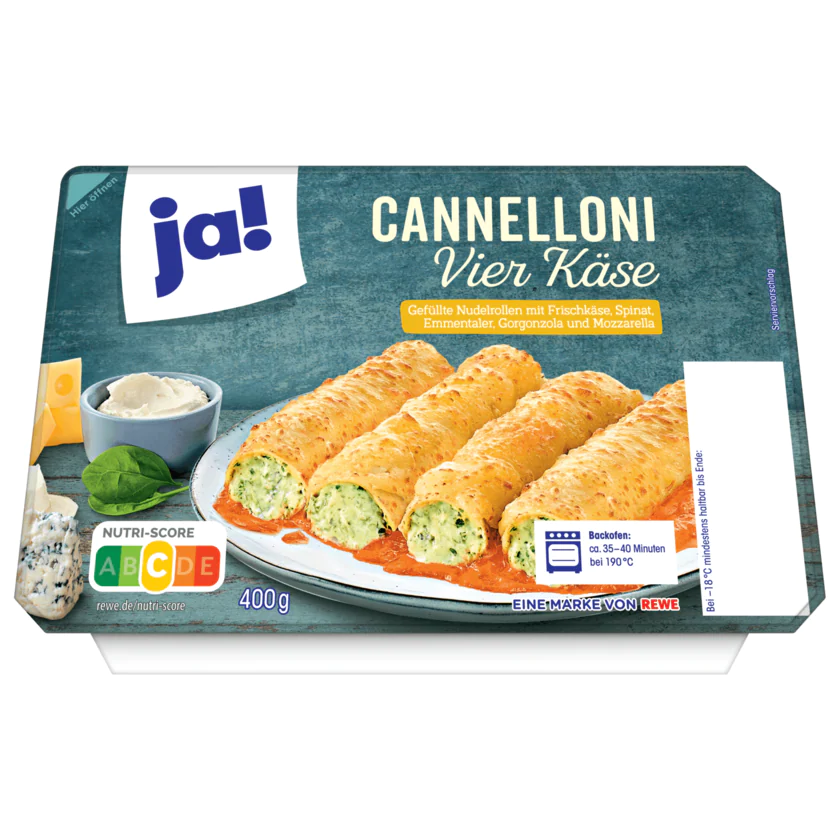 ja! Cannelloni Vier Käse mit Spinatfüllung 400g - 4337256205825