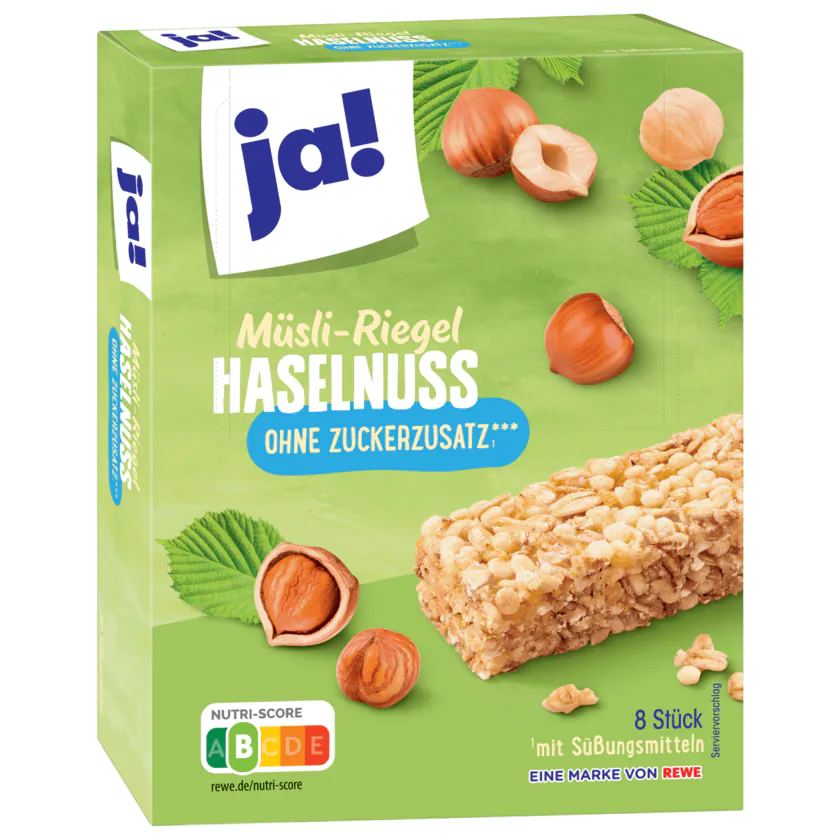 ja! Müsliriegel Haselnuss ohne Zuckerzusatz 8x25g - 4337256207867