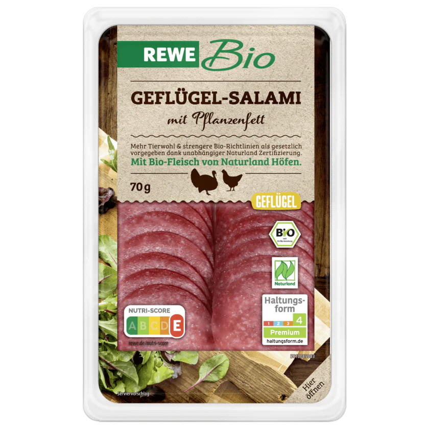 REWE Bio Geflügelsalami mit Palmfett 70g - 4337256208123