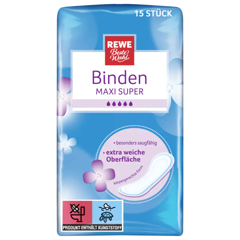 REWE Beste Wahl Binden Maxi Super 15 Stück - 4337256210065