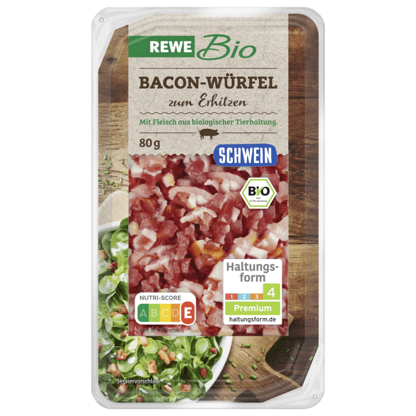 REWE Bio Bacon-Würfel Schwein 80g - 4337256211727