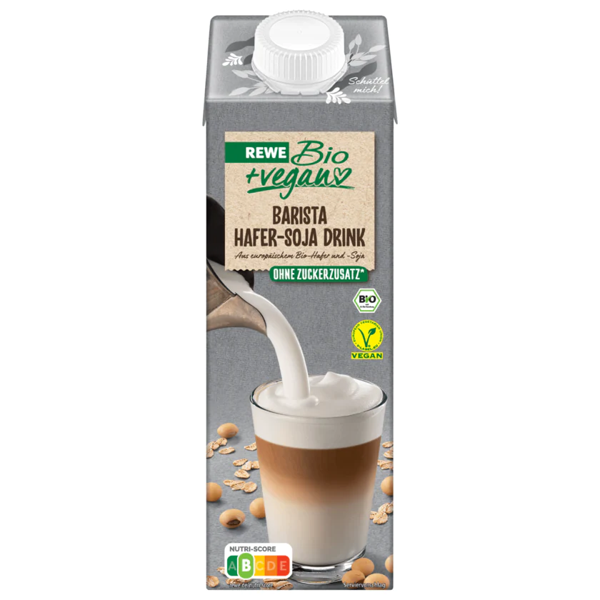 REWE Bio + vegan Barista Hafer-Soja Drink 1l - 4337256262996
