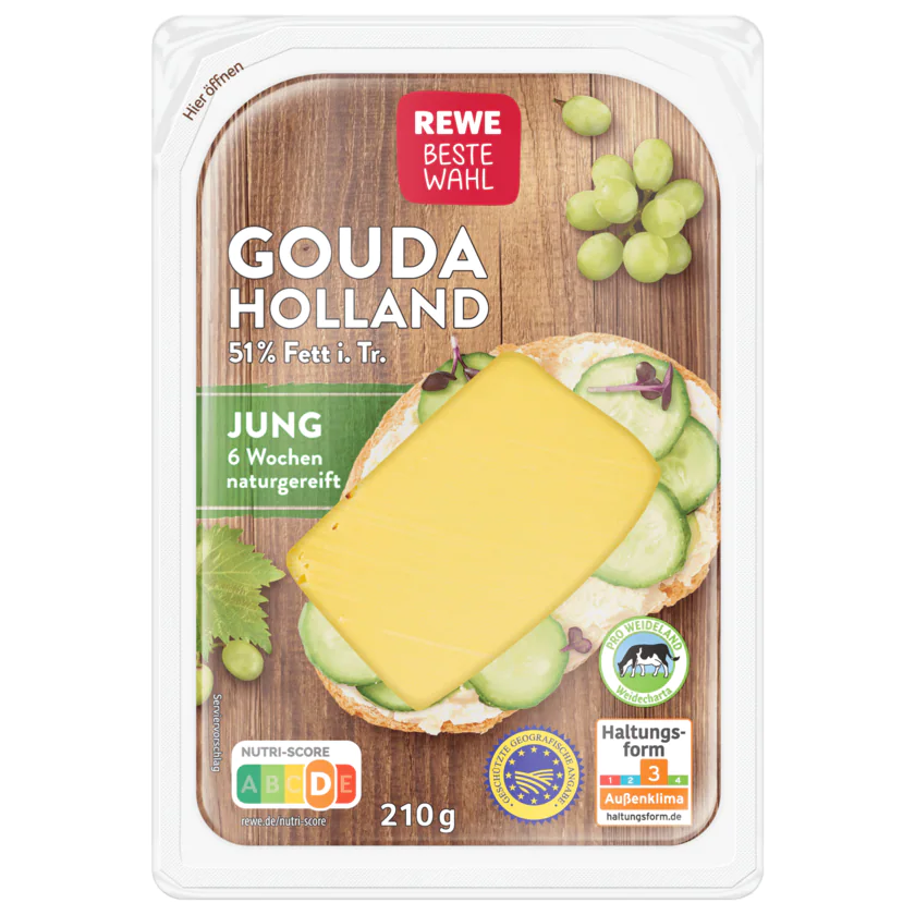 REWE Beste Wahl Gouda Holland jung 210g - 4337256263481