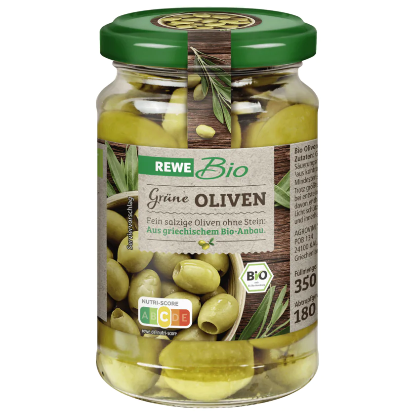 REWE Bio Grüne Oliven 180g - 4337256269513