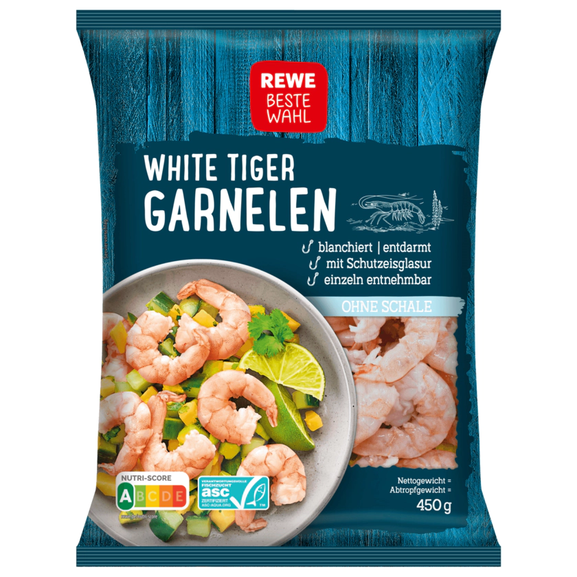 REWE Beste Wahl White Tiger Garnelen ohne Schale 450g - 4337256292917