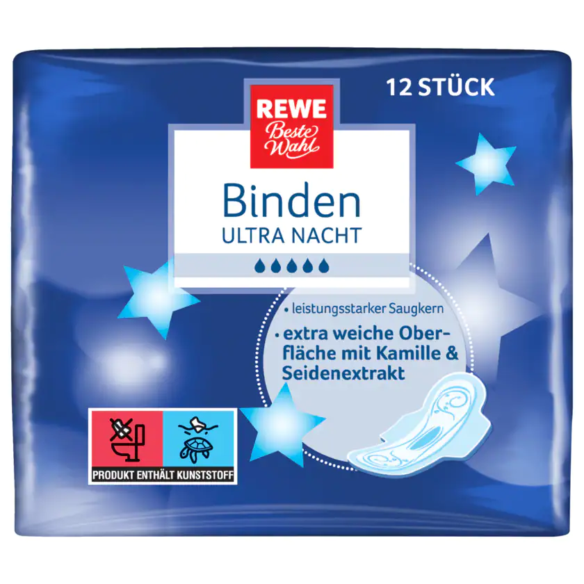 REWE Beste Wahl Binden Ultra Nacht 12 Stück - 4337256305334
