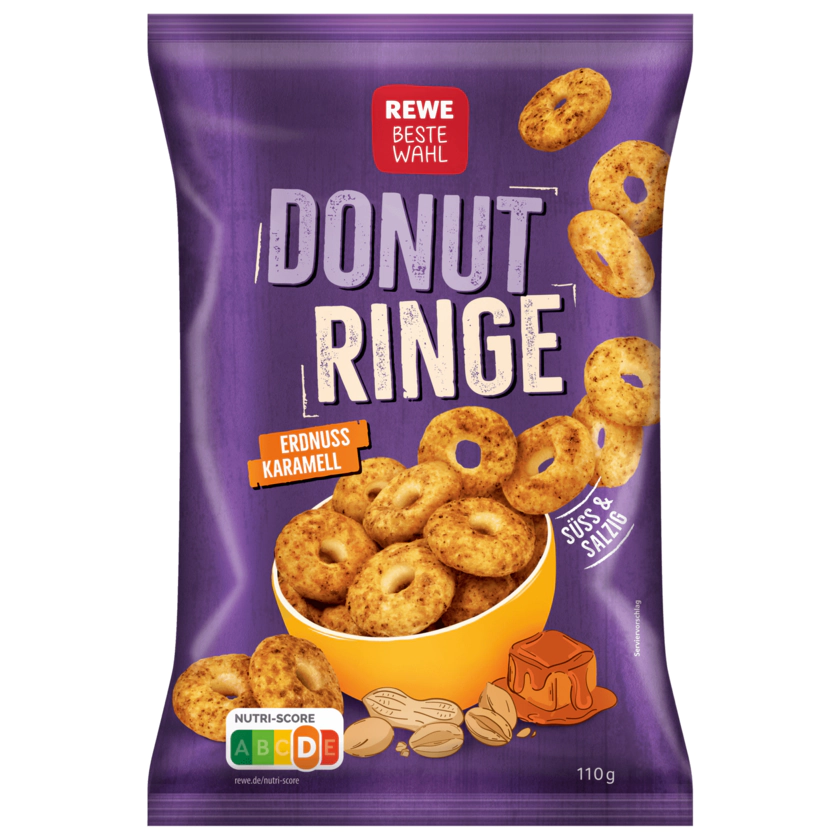 REWE Beste Wahl Donutringe Erdnuss Karamell 110g - 4337256307376