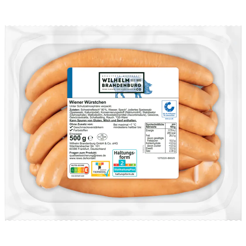 Wilhelm Brandenburg Wiener Würstchen 500g - 4337256308779