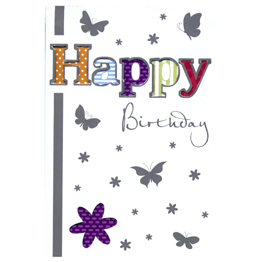 Vivess Geburtstagskarte Schmetterlinge und Blumen - 4388858932114