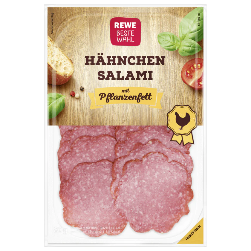 REWE Beste Wahl Hänhnchen-Salami 80g - 4388860037319