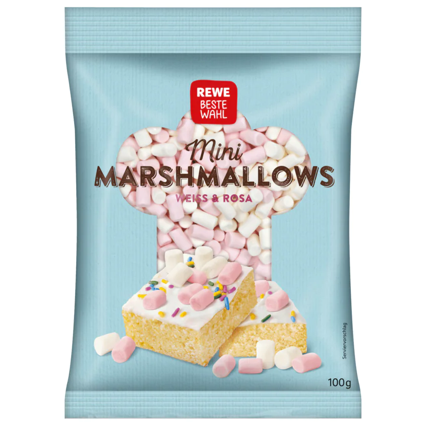 REWE Beste Wahl Mini Marshmallows Weiss & Rosa 100g - 4388860260335
