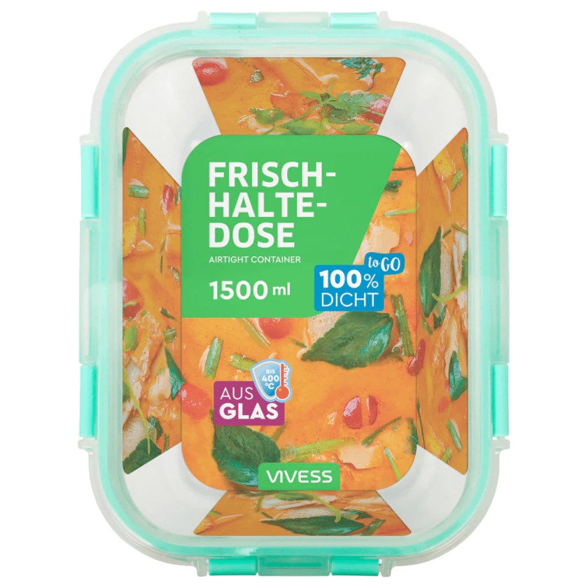 Vivess Frischhaltedose aus Glas 1500ml - 4388860451535