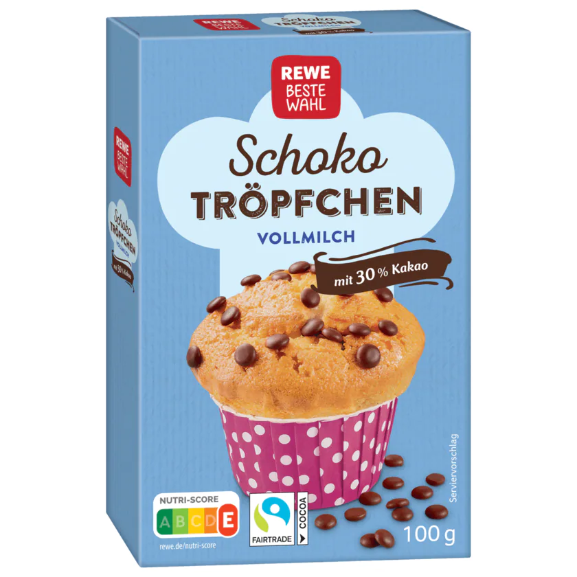 REWE Beste Wahl Schoko Tröpfchen Vollmilch 100g - 4388860461442