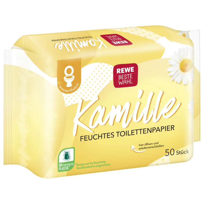 Rewe Beste Wahl Feuchtes Toilettenpapier Kamille 50 Stück - 4388860475029