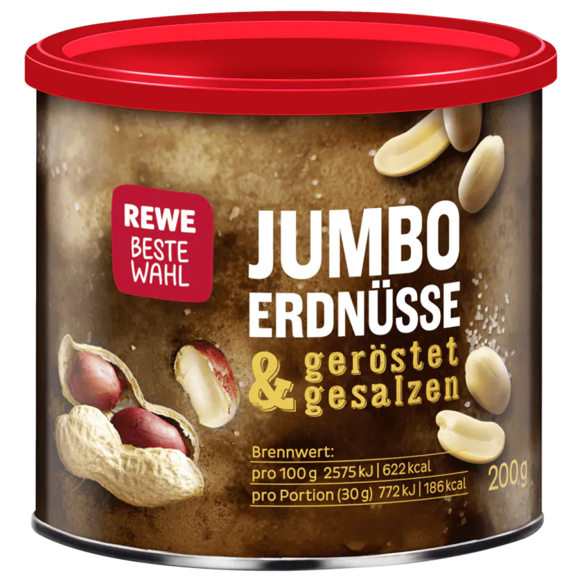 REWE Beste Wahl Jumbo Erdnüsse geröstet & gesalzen 200g - 4388860581645