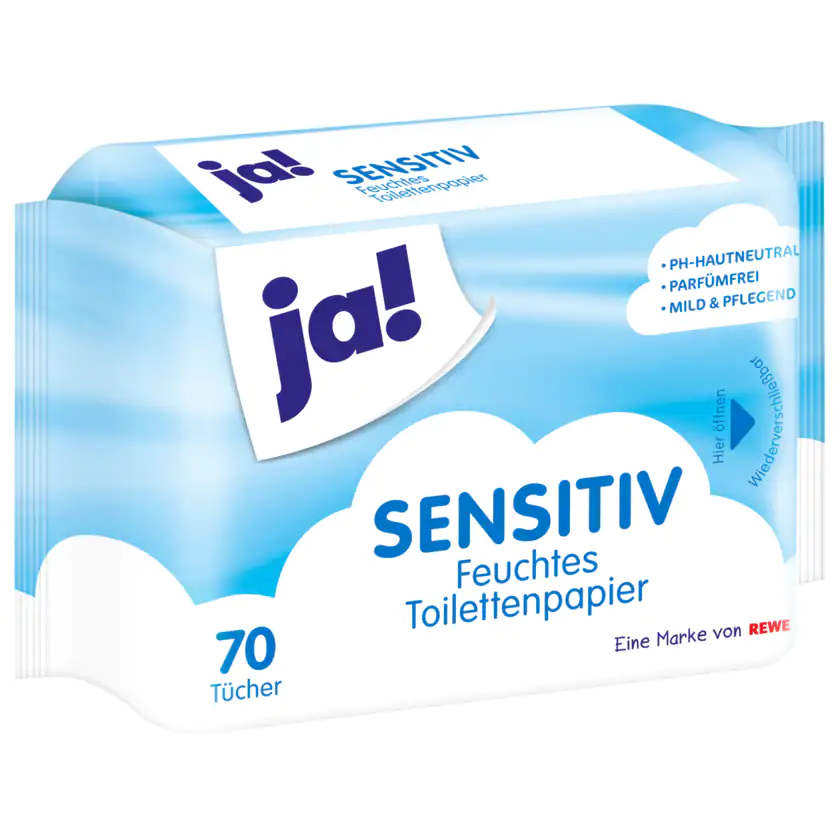 ja! Feuchtes Toilettenpapier sensitiv 70 Stück - 4388860581881