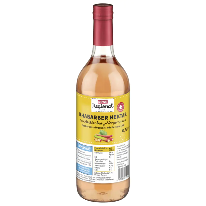REWE Regional Rhabarber Nektar 0,73l - 4388860595727