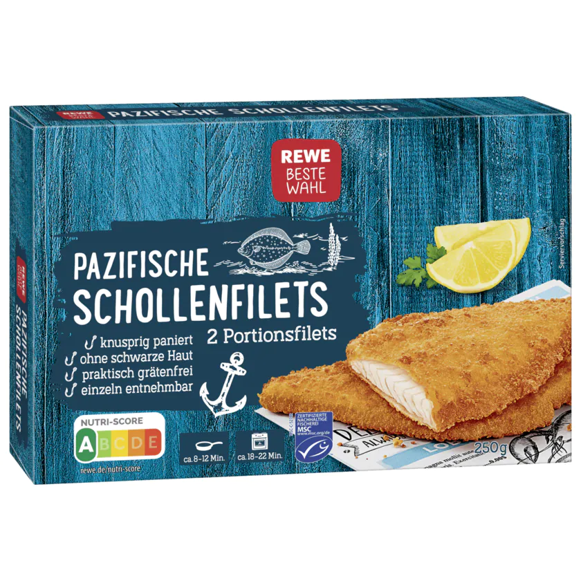 REWE Beste Wahl Pazifische Schollenfilets 2x125g, 250g - 4388860618235