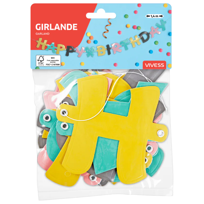 Vivess Girlande Happy Birthday 1,4m - 4388860626759
