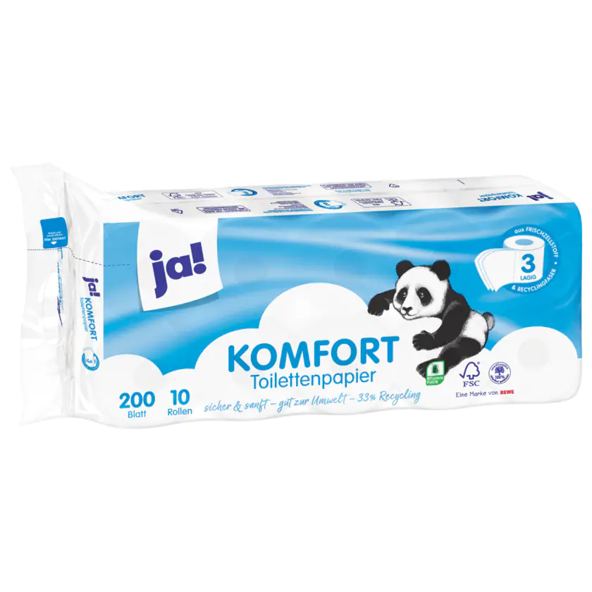 ja! Komfort Toilettenpapier 3-lagig 10x200 Blatt - 4388860670318