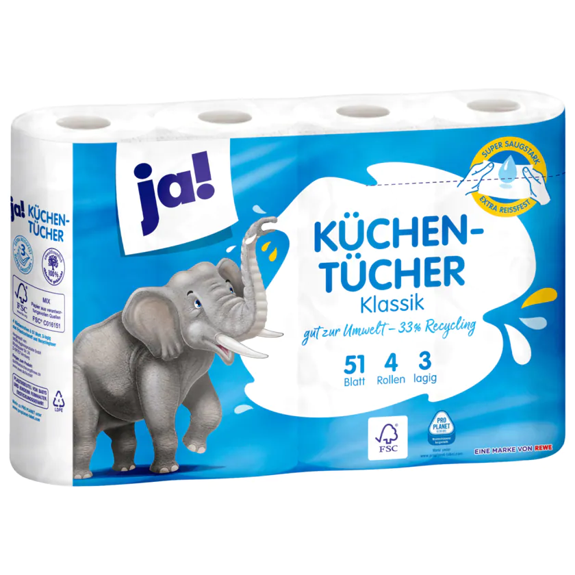 ja! Küchentücher Klassik 4x51 Blatt - 4388860691894