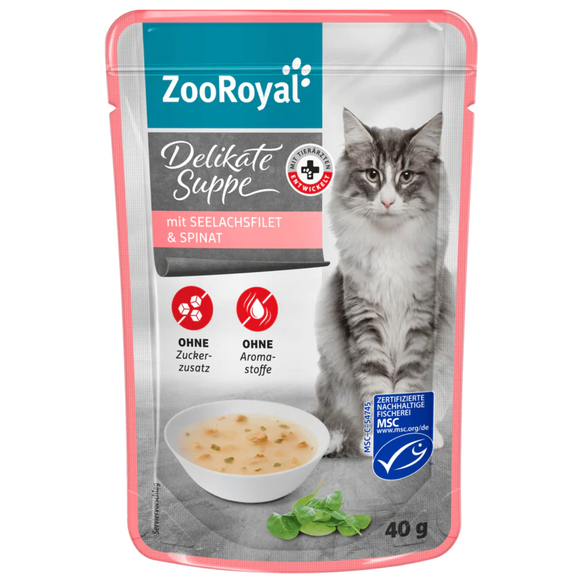 ZooRoyal Delikate Suppe Seelachsfilet & Spinat 40g - 4388860721461