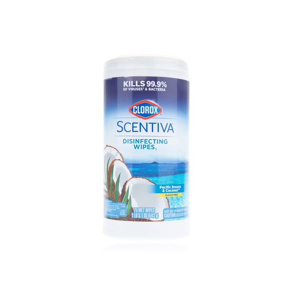 Clorox Scentiva disinfecting wipes pacific breeze & coconut scented x75 - Waitrose UAE & Partners - 44600600376