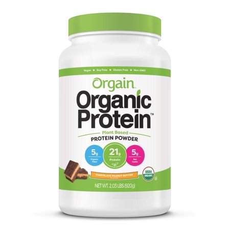 Orgain Organic Plant Based Protein Powder, Chocolate Peanut Butter - Vegan, Low Net Carbs, Non Dairy, Gluten Free, Lactose Free, No Sugar Added, Soy Free, Kosher, 2.03 Pound (Packaging May Vary) - 446666900153