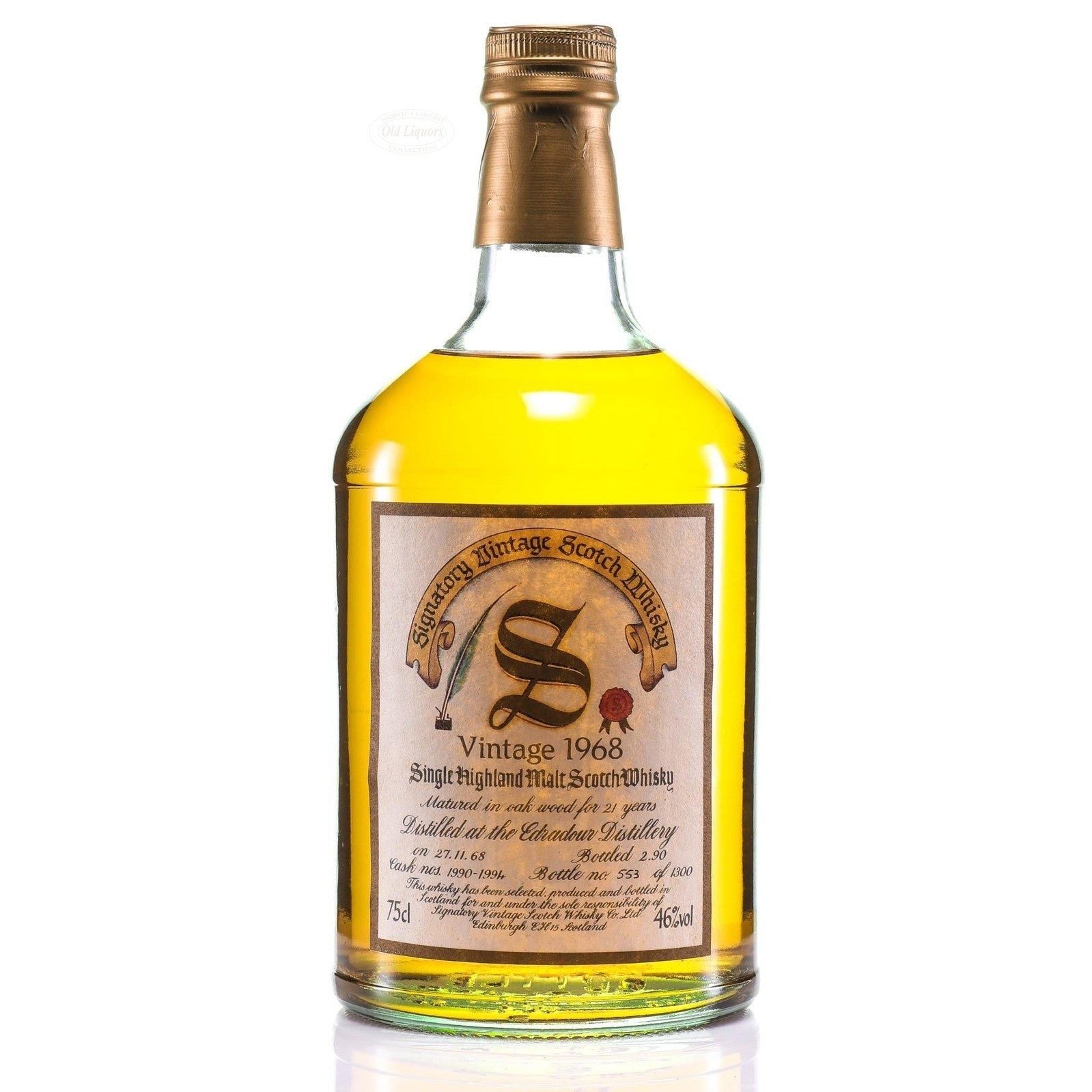 1968 Signatory Vintage Edradour 21 Year Old Single Malt Scotch Whisky - 4498842048353