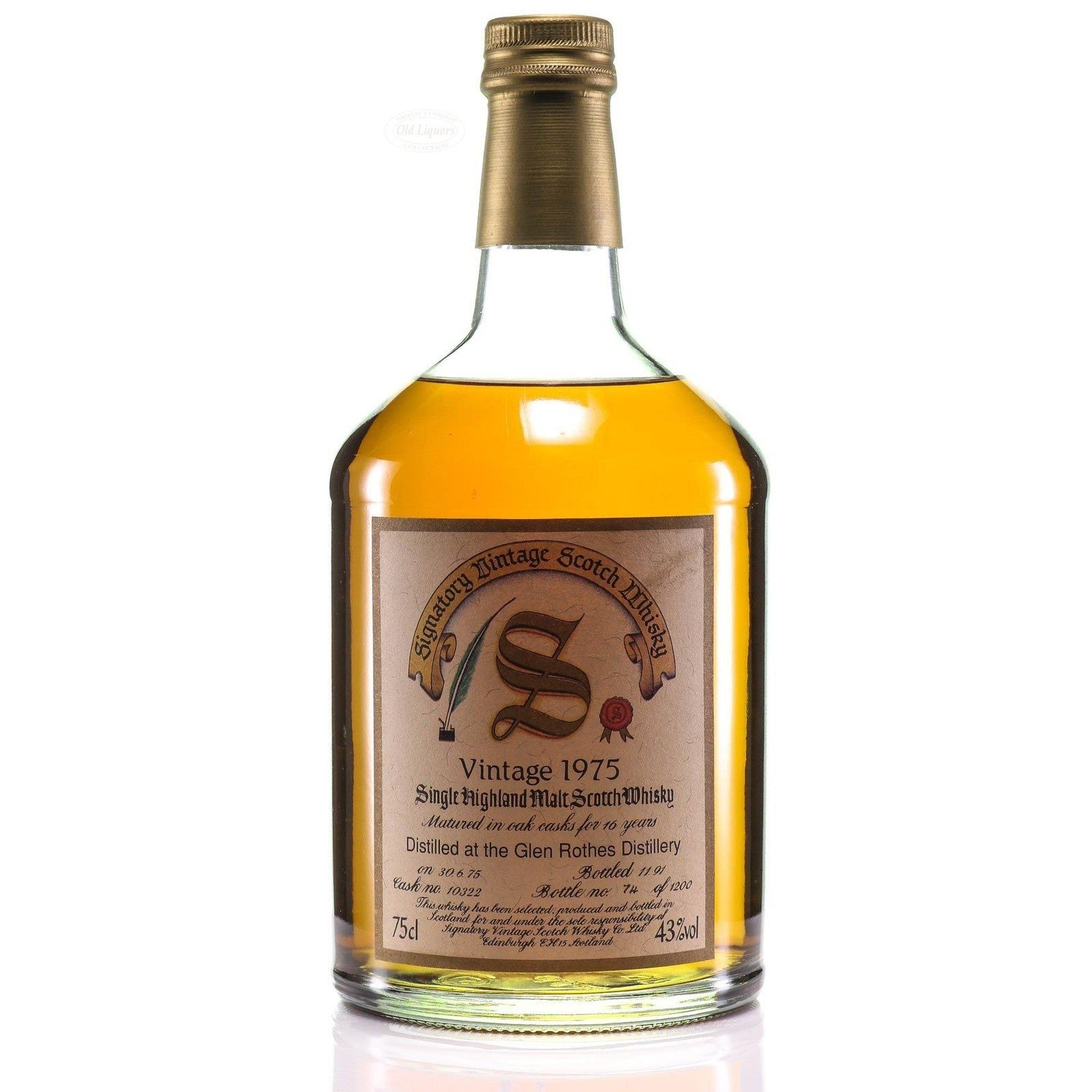 1975 Signatory Vintage Glenrothes 16 Year Old Single Malt Scotch Whisk - 4498842048438