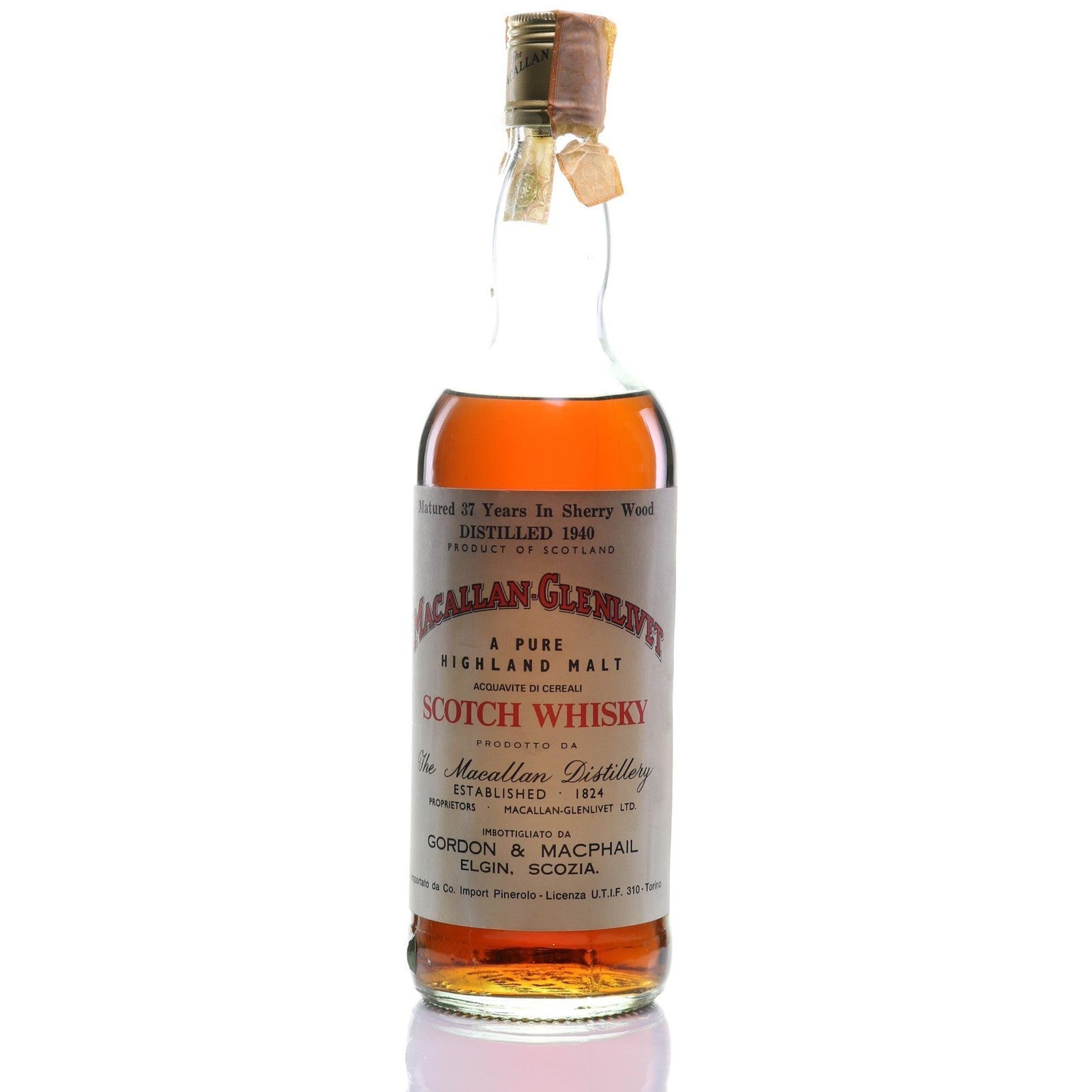 Whisky 1940 Macallan Glenlivet Gordon & MacPhail, 37 Year Old, Speysid - 4498842105971