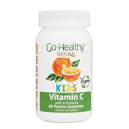 Go Healthy Natural Vitamin C Gummies with Echinacea for Kids Vegan OU Kosher Halal (60) - 100 mg Servings - 454343323560