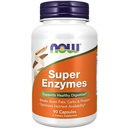 NOW Supplements Super Enzymes Formulated with Bromelain Ox Bile Pancreatin and Papain Super Enzymes 90 Capsules - 454446713565