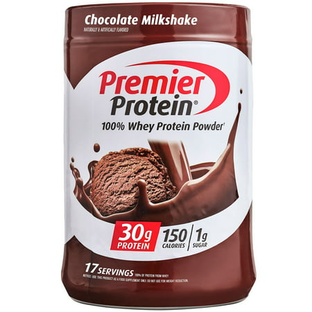 Premier Protein 100% Whey Protein Powder, Chocolate Milkshake, 30g Protein, 24.5 Oz, 1.5 Lb - 477199918674