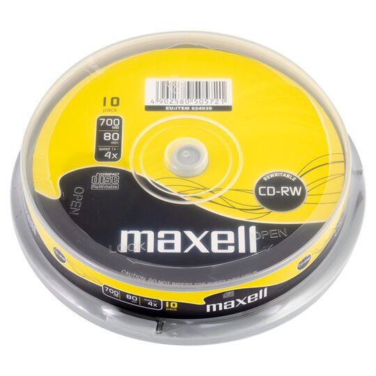 Maxell CD RW 10 Pack Spindle - 4902580505721