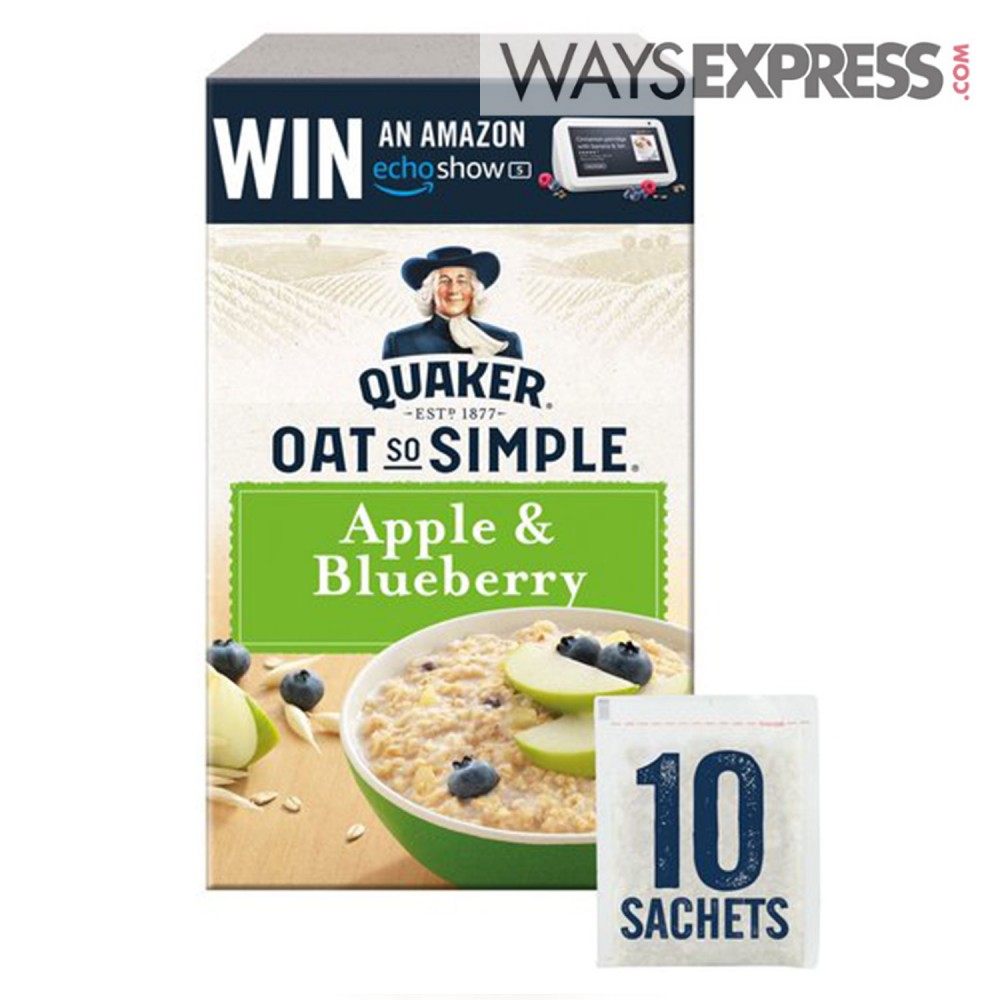 QUAKER OAT SO SIMPLE APPLE AND BLUEBERRY PORRIDGE 360g - 5000108030539