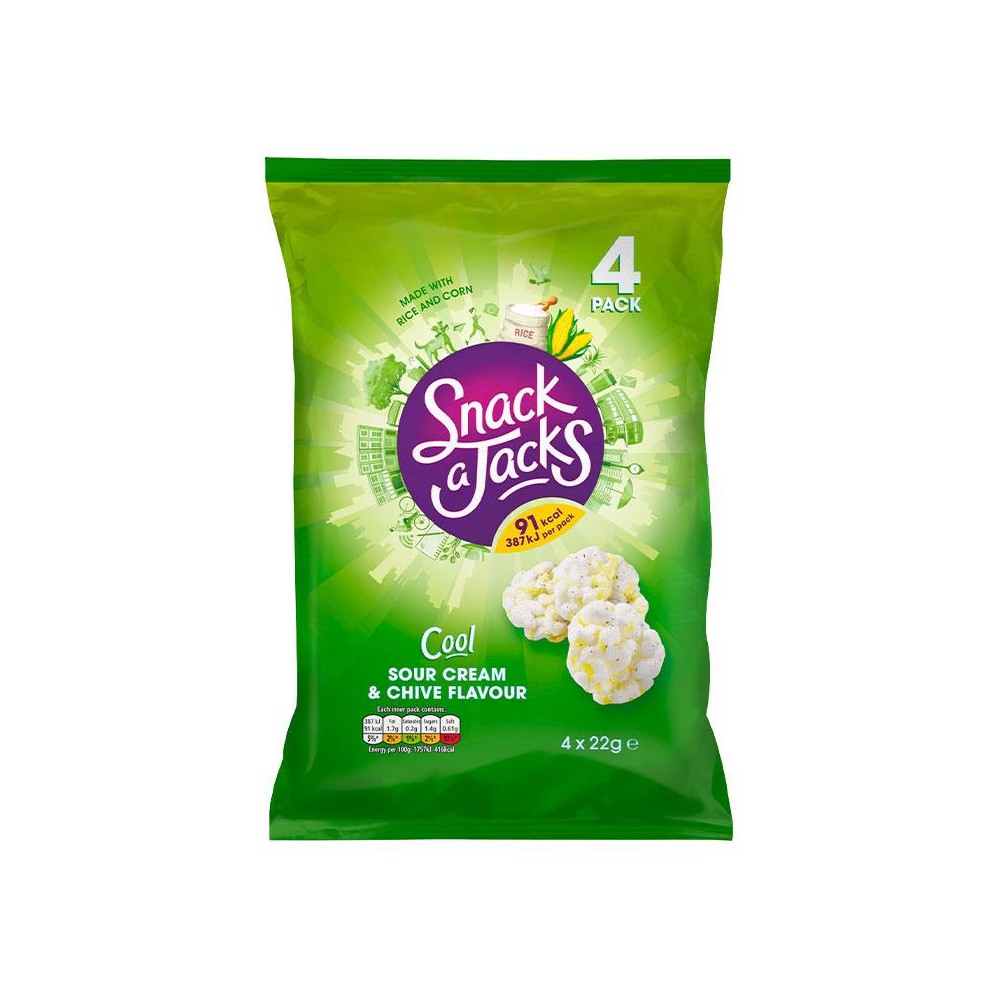 SNACK A JACKS SOUR CREAM & CHIVE FLAVOUR 4x22g - 5000108595229