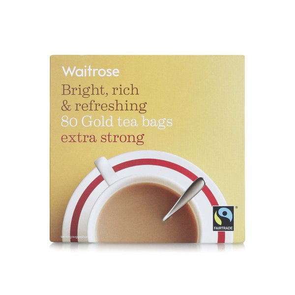 Waitrose Fairtrade gold extra strong tea bags 80s 250g - Waitrose UAE & Partners - 5000169315965