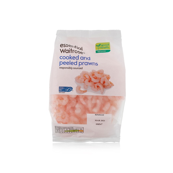 Essential Waitrose cooked and peeled prawns 300g - Waitrose UAE & Partners - 5000169495223