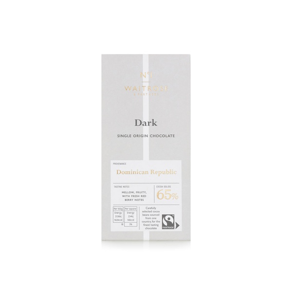 Waitrose No.1 Dominican Republic dark chocolate 65% 100g - Waitrose UAE & Partners - 5000169567401