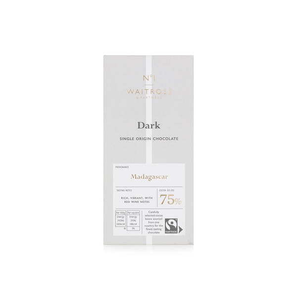 Waitrose No.1 Madagascan dark chocolate 75% 100g - Waitrose UAE & Partners - 5000169567555