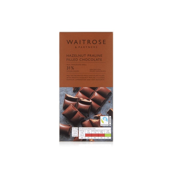 Waitrose milk chocolate with hazelnut praline 90g - Waitrose UAE & Partners - 5000169608128