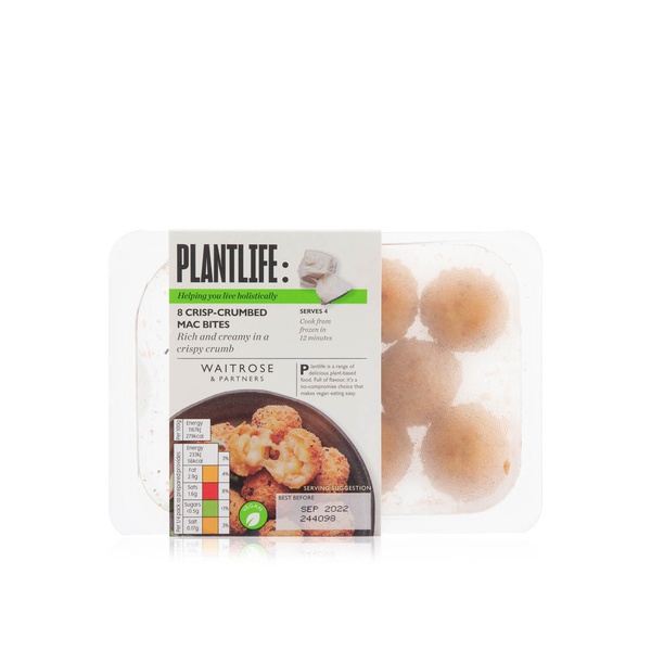 Waitrose PlantLiving: 8 Crisp-Crumbed Macaroni Bites 160g - Waitrose UAE & Partners - 5000169614778