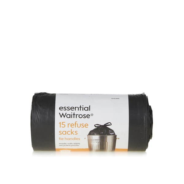 Essential Waitrose refuse sacks with tie handles 90ltr x15 - Waitrose UAE & Partners - 5000169764657