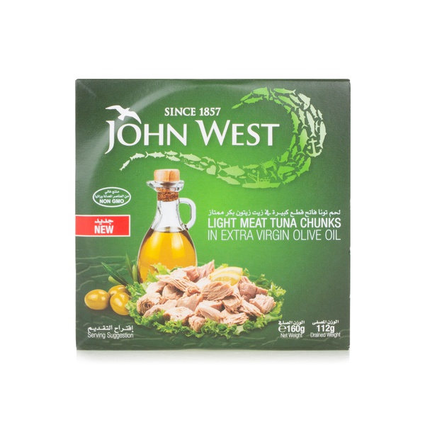 John West light meat tuna chunks in extra virgin olive oil 160g - Waitrose UAE & Partners - 5000171056573