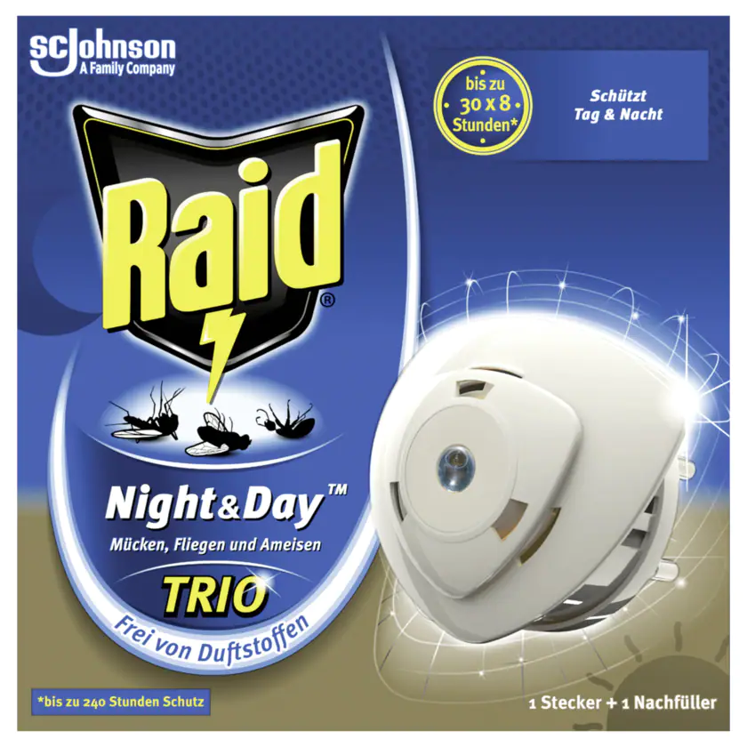 Raid Insektenschutz Night & Day Trio Stecker + Nachfüller - 5000204211641