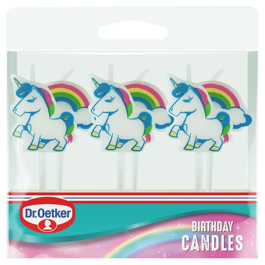 Dr. Oetker 6 Unicorn & Rainbow Birthday Candles - 5000254020859