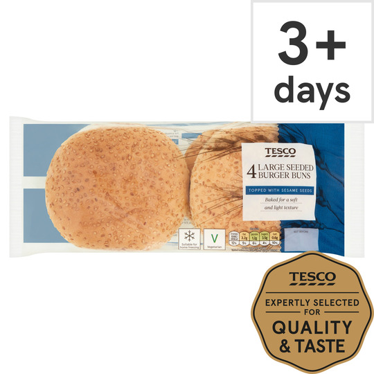 Tesco Large Seeded Burger Buns 4 Pack - 5000358240344
