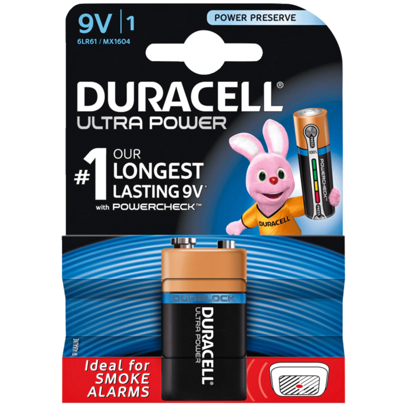 Duracell Blockbatterie Ultra Power 9V MX1604/6LR61 1 Stück - 5000394105416