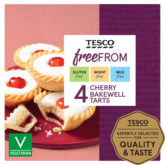 Tesco Free From Cherry Bakewell Tarts 4 Pack - 5000462577596